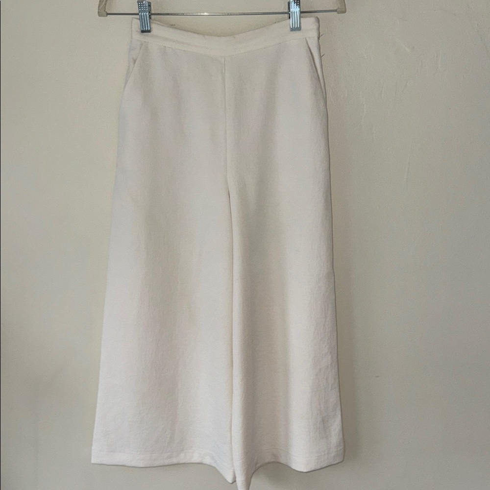 Wilfred Elegant Cream Wide Leg Tailored Flare Crop Pant